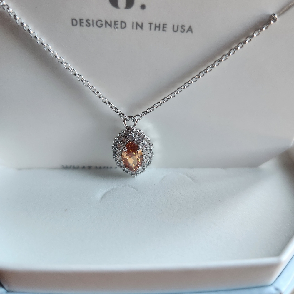 Dainty Silver and Gold Necklace with Sparkling Pendant